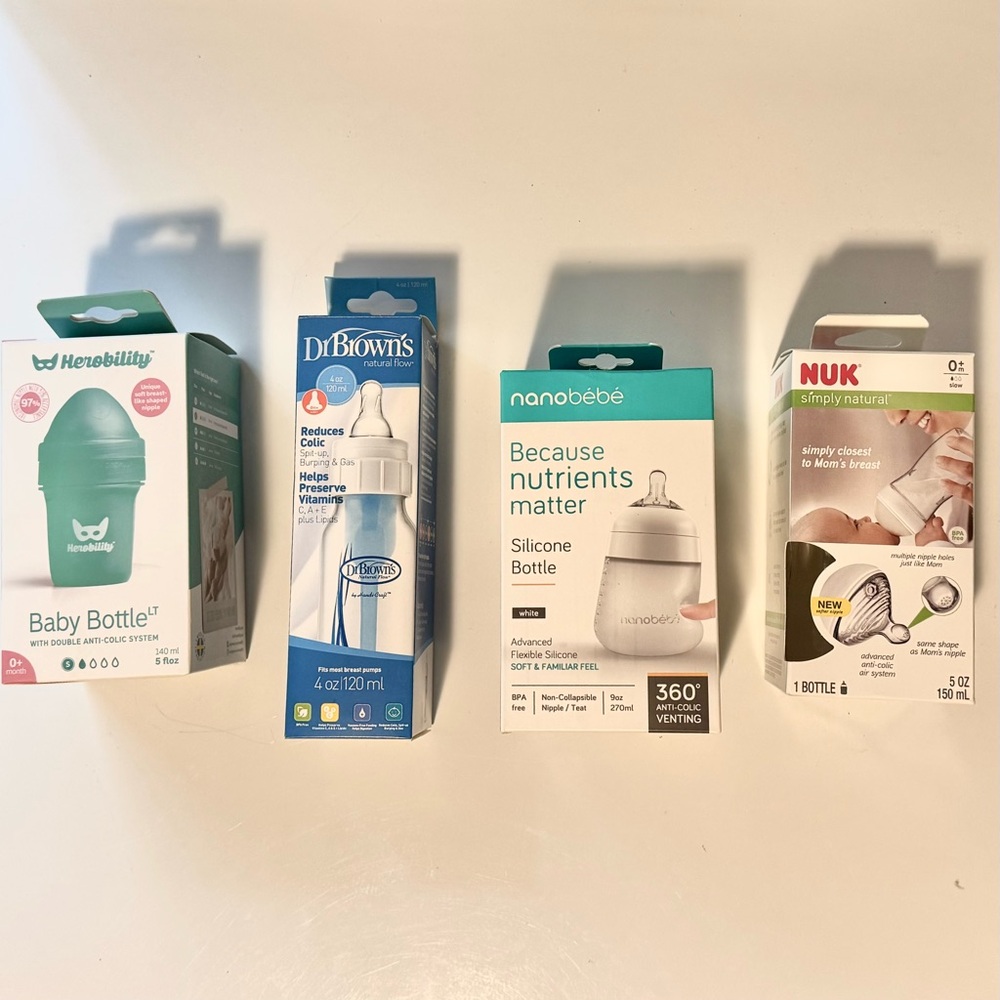 NIB bottle bundle: Nuk, Dr Brown, Herobility, nanobébé